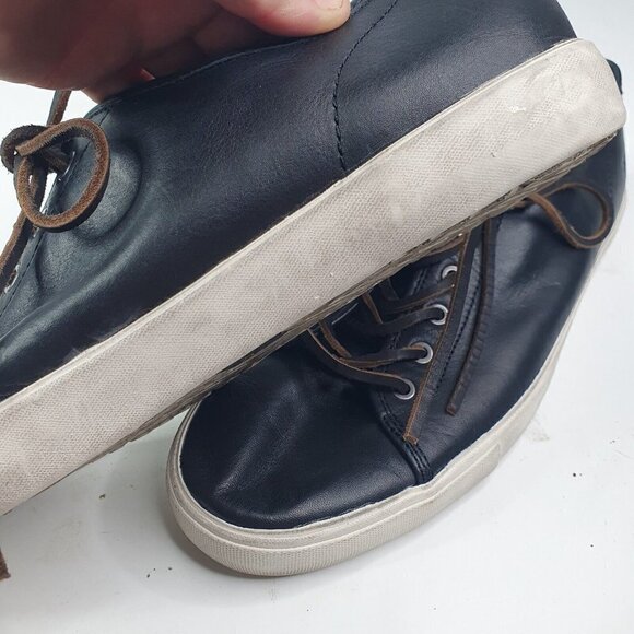 Frye Mens Size 12 Brett Low Sneaker Black Leather Lace Up Style Low Top - Picture 9 of 12